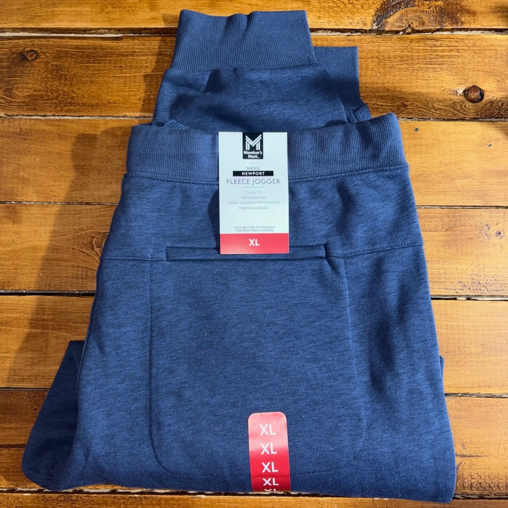 Member's Mark Newport Fleece Jogger Mens XL Blue Classic‎ Fit Pockets NEW